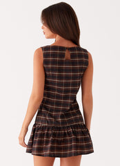 Arizona Mini Dress - Brown Black Check