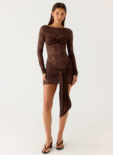 Consie Long Sleeve Mini Dress - Chocolate