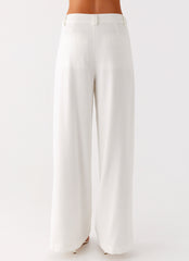 Delong Low Rise Linen Pants - White