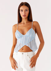 Glynne Frill Top - Baby Blue