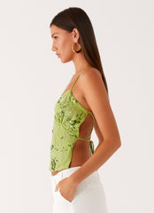Kamilla Sequin Cami Top - Lime