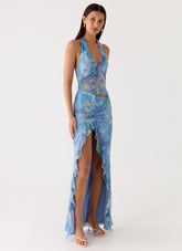 Last Sequence Maxi Dress - Aqua Paisley