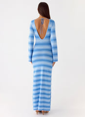 Late Night Calls Knit Maxi Dress - Cerulean