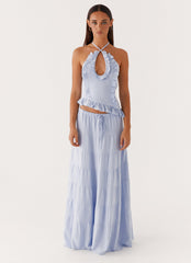 Mariella Linen Top - Blue