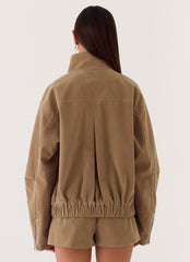 Marlow Faux Suede Jacket - Taupe