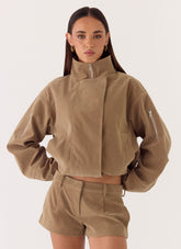 Marlow Faux Suede Jacket - Taupe