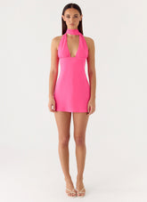 Melisande Scarf Neck Mini Dress - Fuchsia