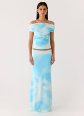 Moka Maxi Skirt - Blooming Blue