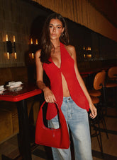 At Last Halterneck Top - Rouge Red