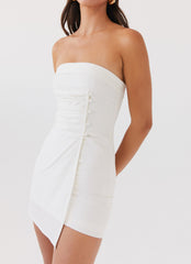 Lavinia Linen Tube Mini Dress - White