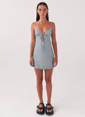 Flora Linen Mini Dress - Coastal Stripe
