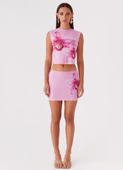 Sunset Bliss Mesh Mini Skirt - Pink Magnolia