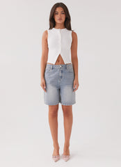 Blair Buttoned Tank Top - White