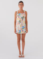 Tori Linen Mini Dress - Summer Palm