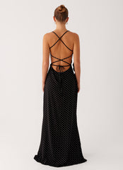 Purely Maxi Dress - Black Polka Dot