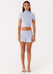 Sweetest Pie Mini Skirt - Baby Blue Gingham