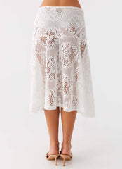 Virelle Lace Midi Skirt - Ivory