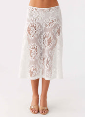 Virelle Lace Midi Skirt - Ivory