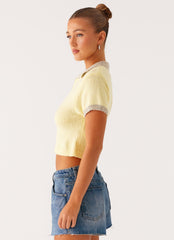 Walsh Knit Polo Top - Yellow