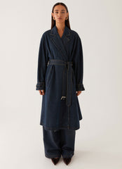 Yosemite Oversized Trench Coat - Blue