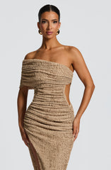 Laverna Midi Dress - Beige Dress Babyboo Fashion Premium Exclusive Design