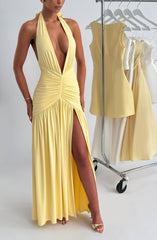 Melania Maxi Dress - Lemon Dress Babyboo Fashion Premium Exclusive Design