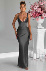 Shae Maxi Dress - Charcoal Dress Babyboo Fashion Premium Exclusive Design