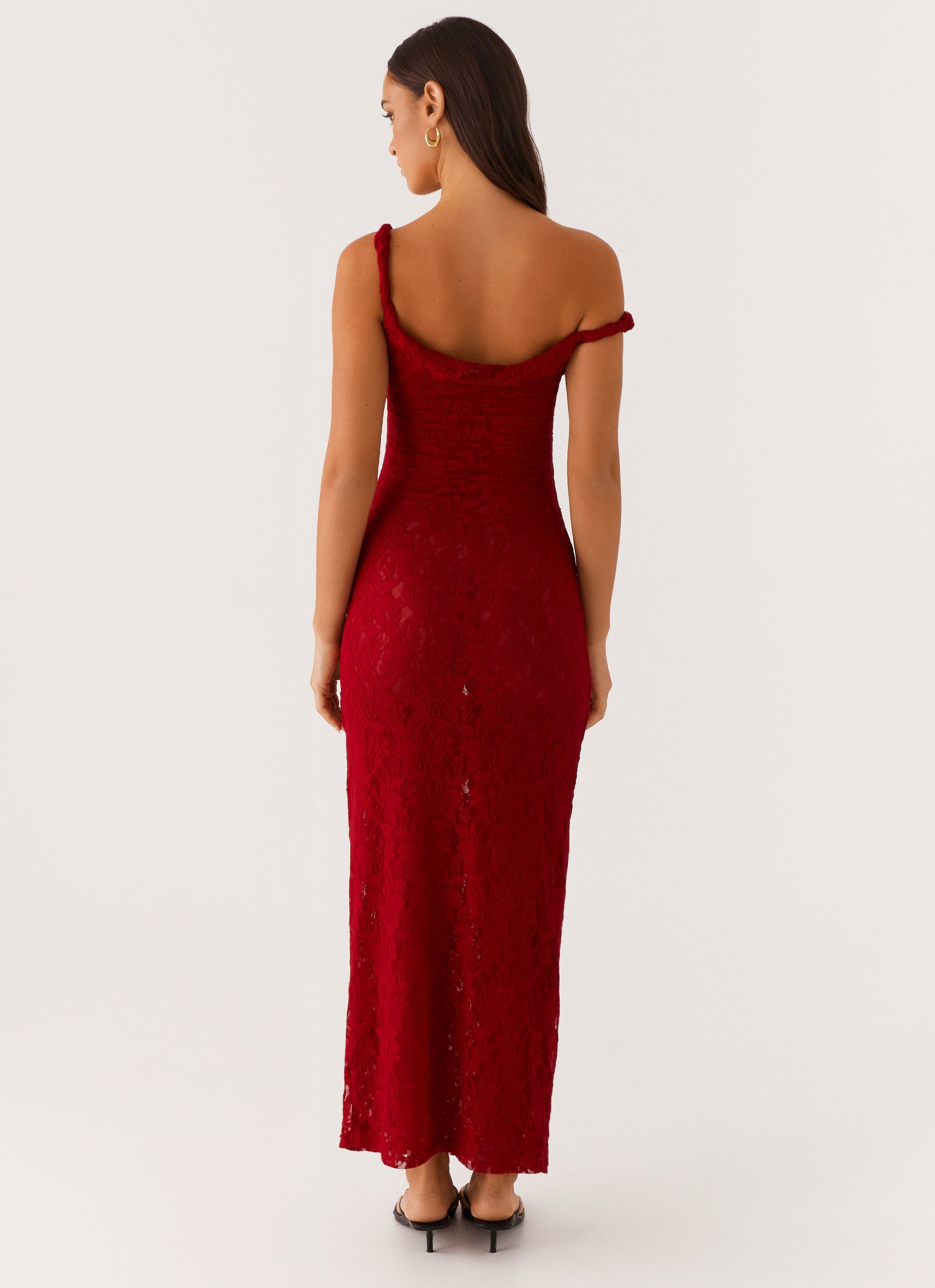 Arabella Twist Shoulder Maxi Dress - Maroon