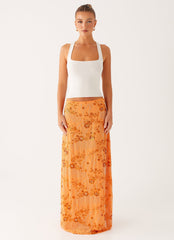 Corinna Low Rise Sequin Maxi Skirt - Orange