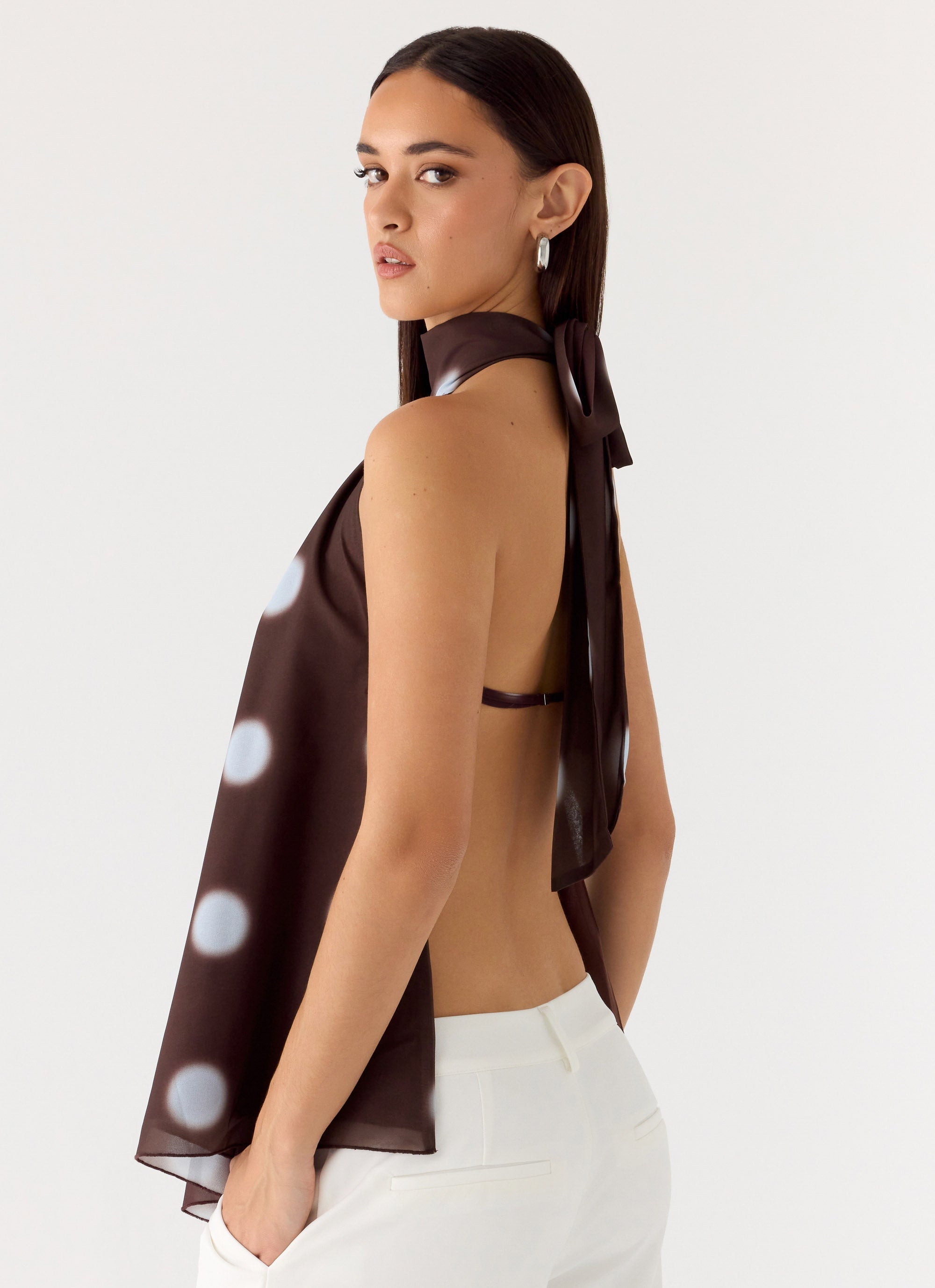 Corrida Backless Top - Chocolate Blue Dot