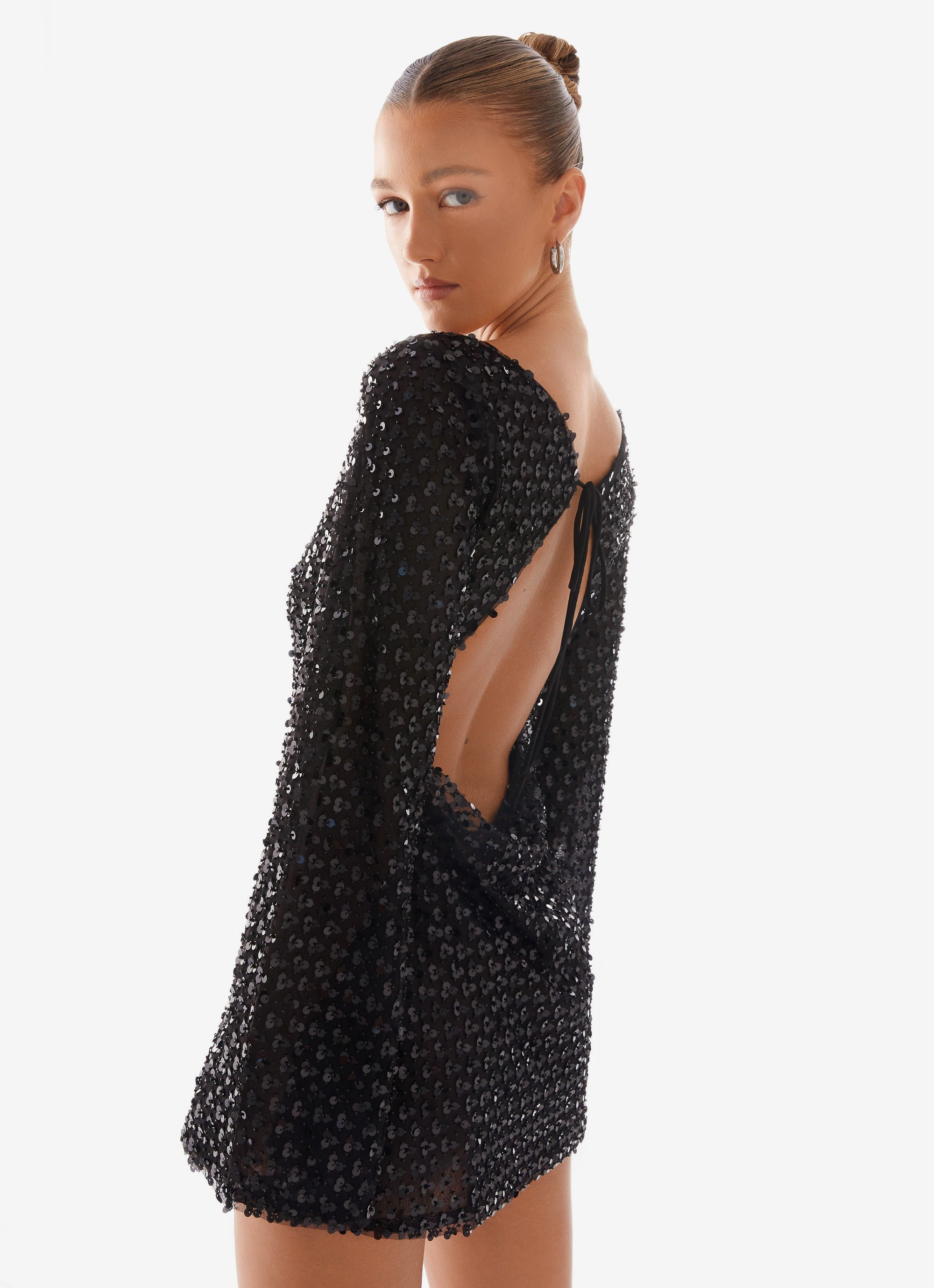 Edessa Sequin Mini Dress - Black
