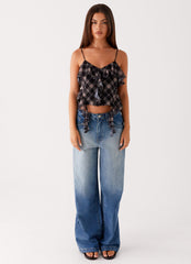 Jessie Cami Top - Taupe Check