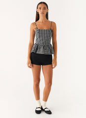 Laura Top - White Black Check