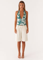 Lets Pretend Halterneck Top - Cloud Nine Floral