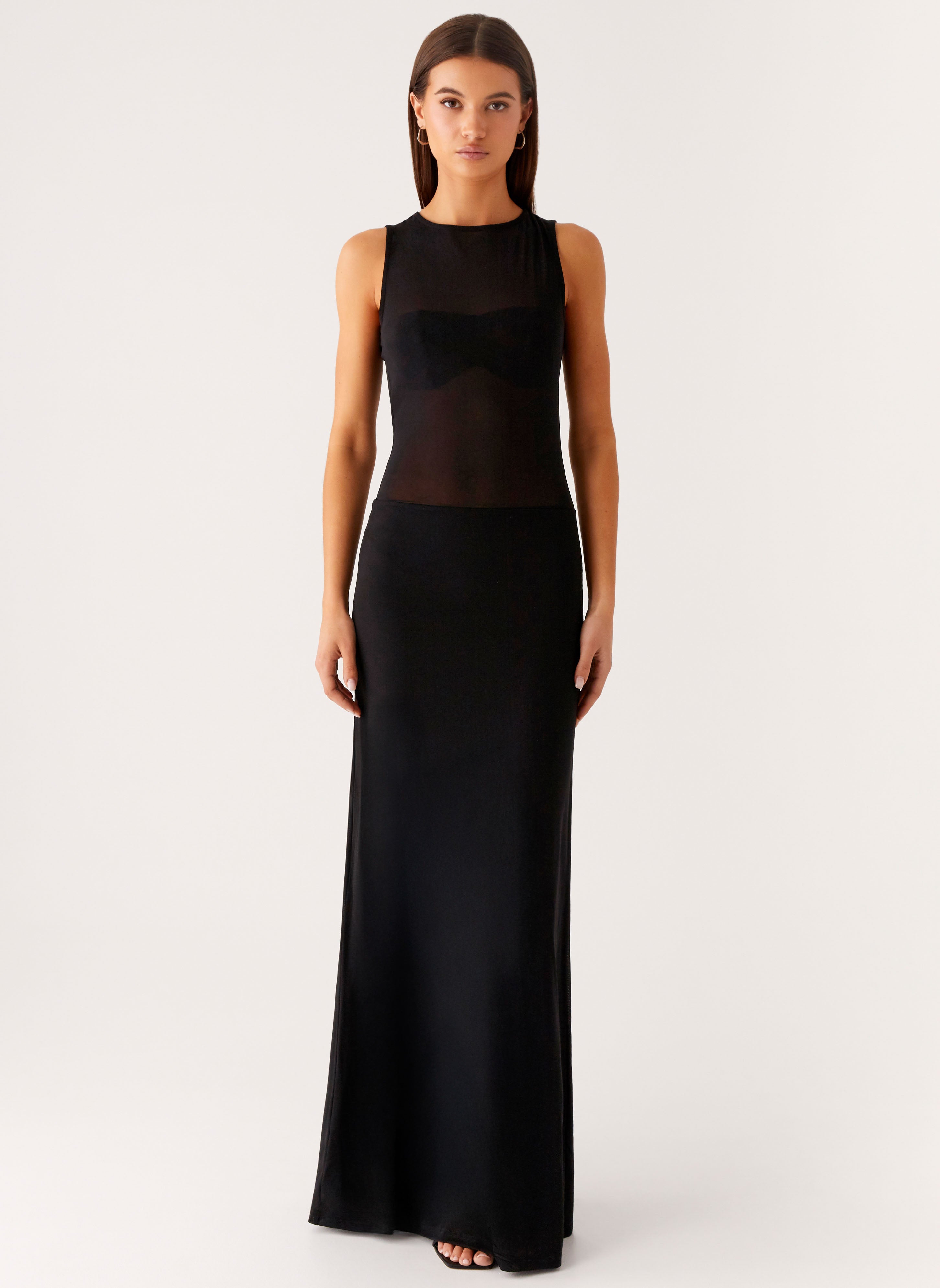 lyria Mesh Maxi Dress - Black
