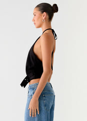 Mason Halter Neck Top - Black