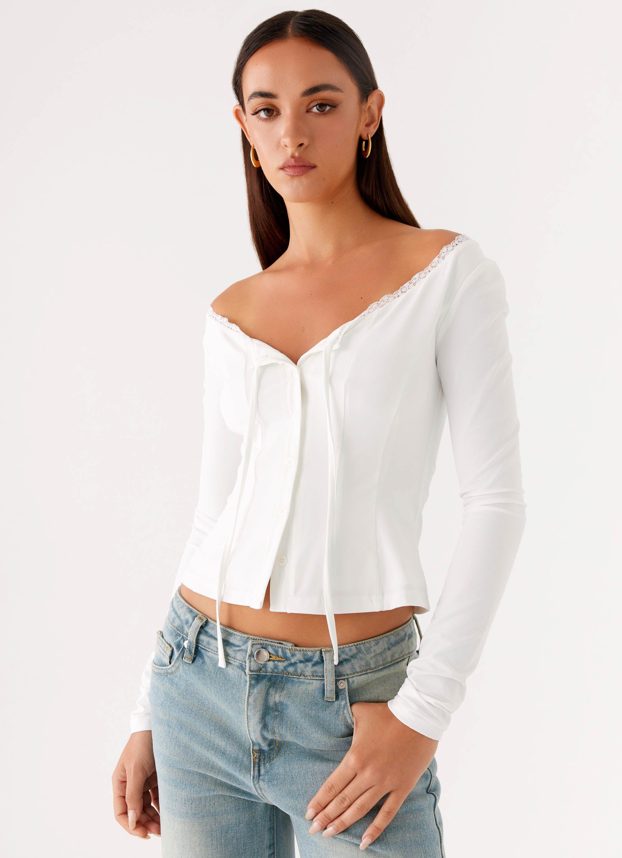 Moda Long Sleeve Top - White