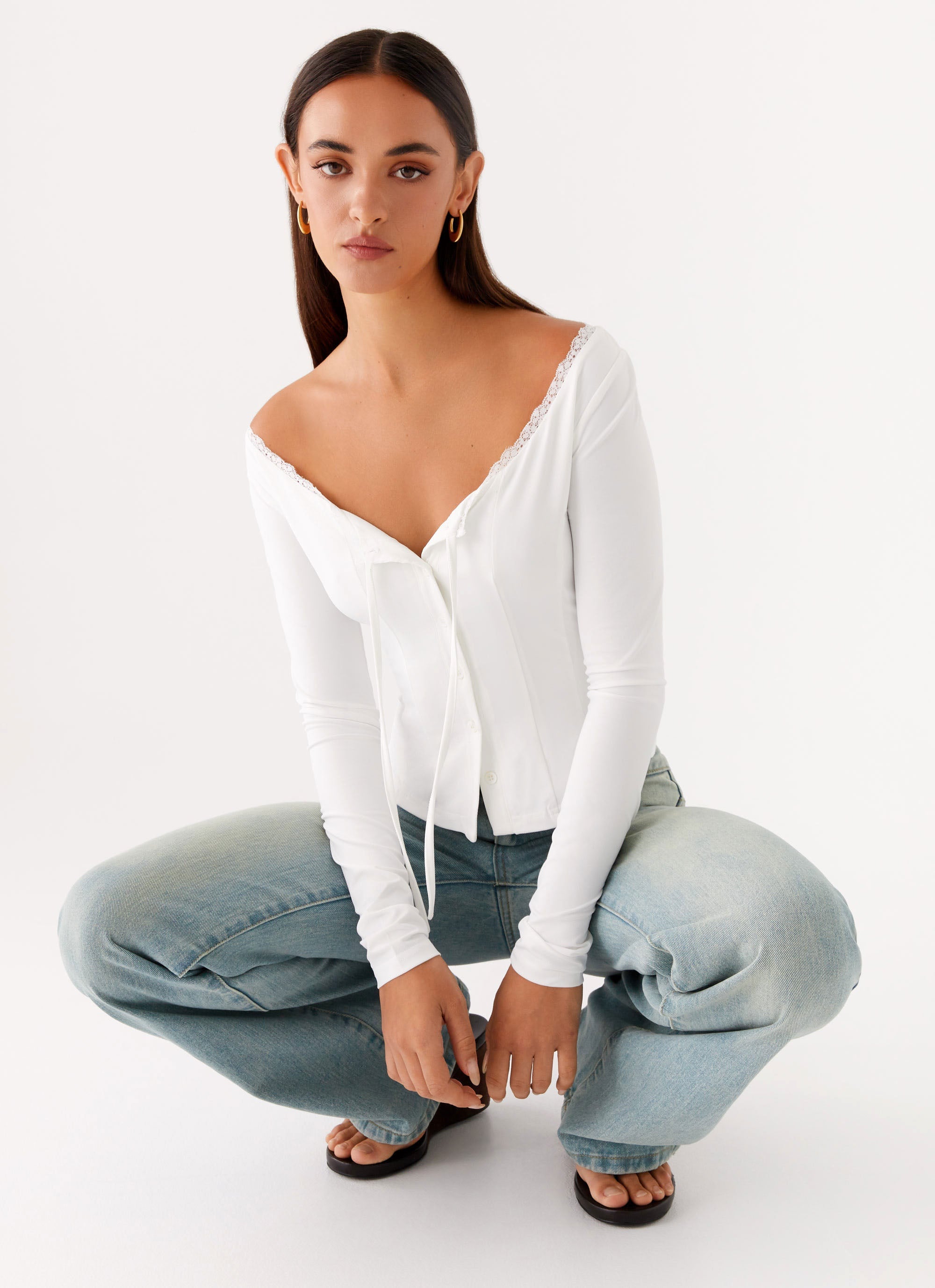 Moda Long Sleeve Top - White