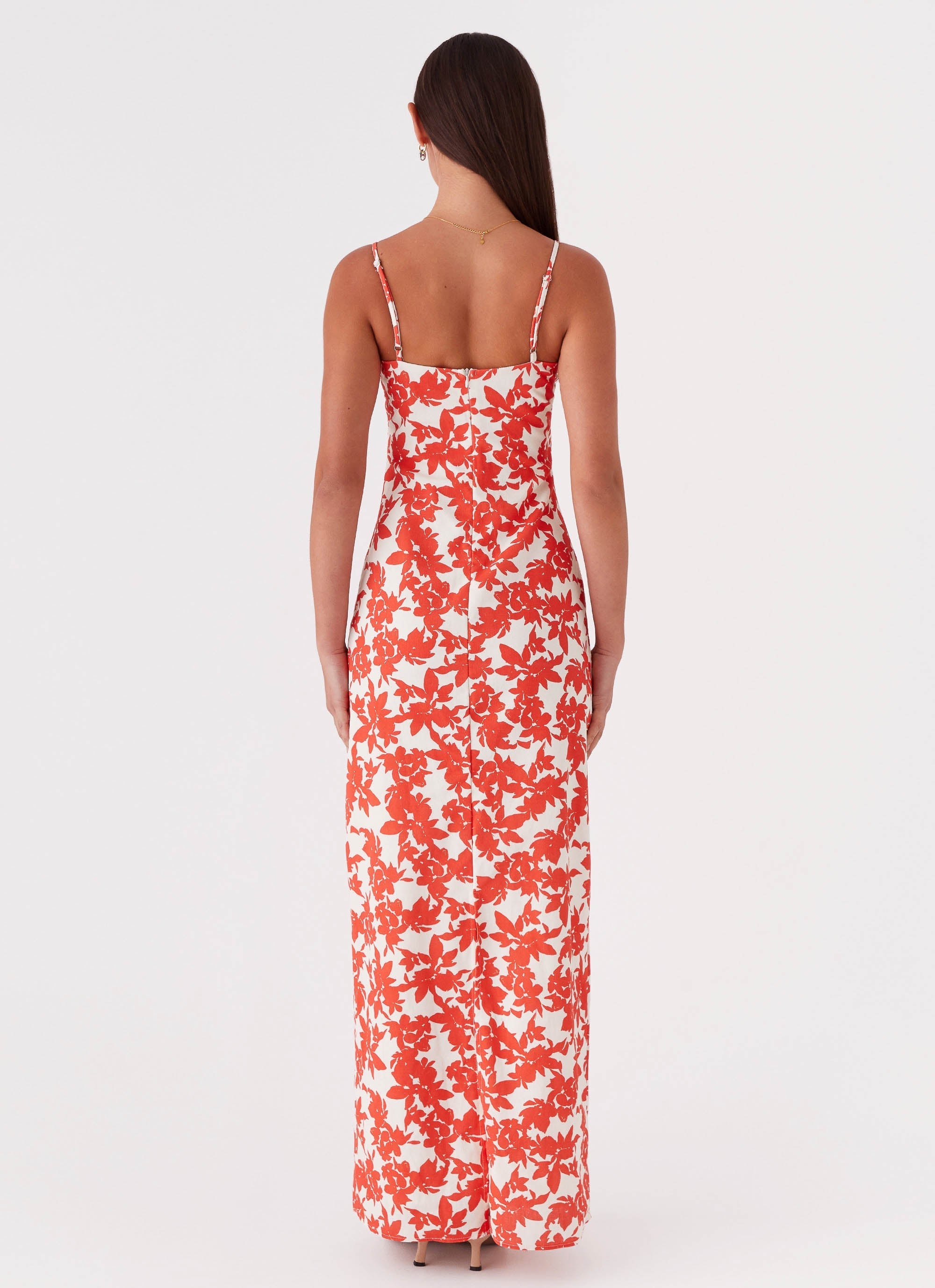 Forbidden Floral Bustier Maxi Dress - Red Floral