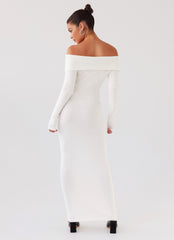 Alexandra Off Shoulder Knit Maxi Dress - Ivory