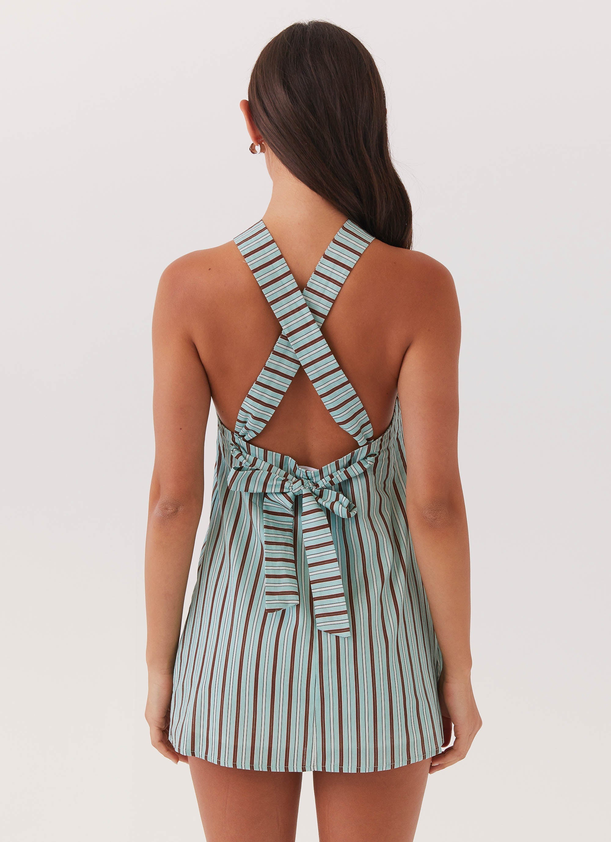 Keira Linen Micro Mini Dress - Coastal Stripe