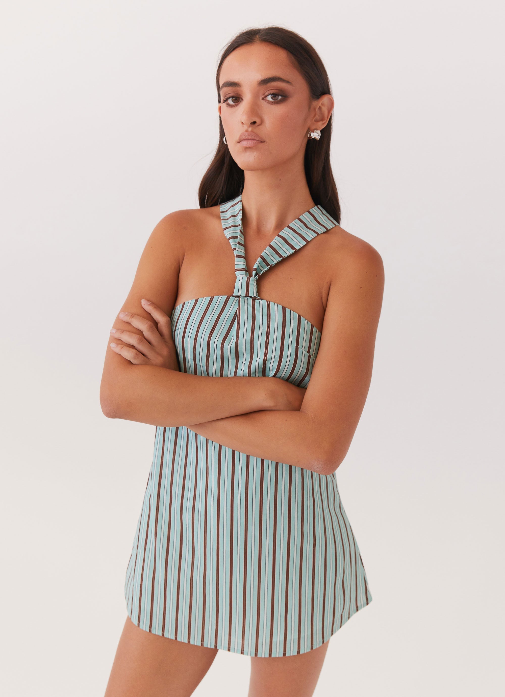 Keira Linen Micro Mini Dress - Coastal Stripe