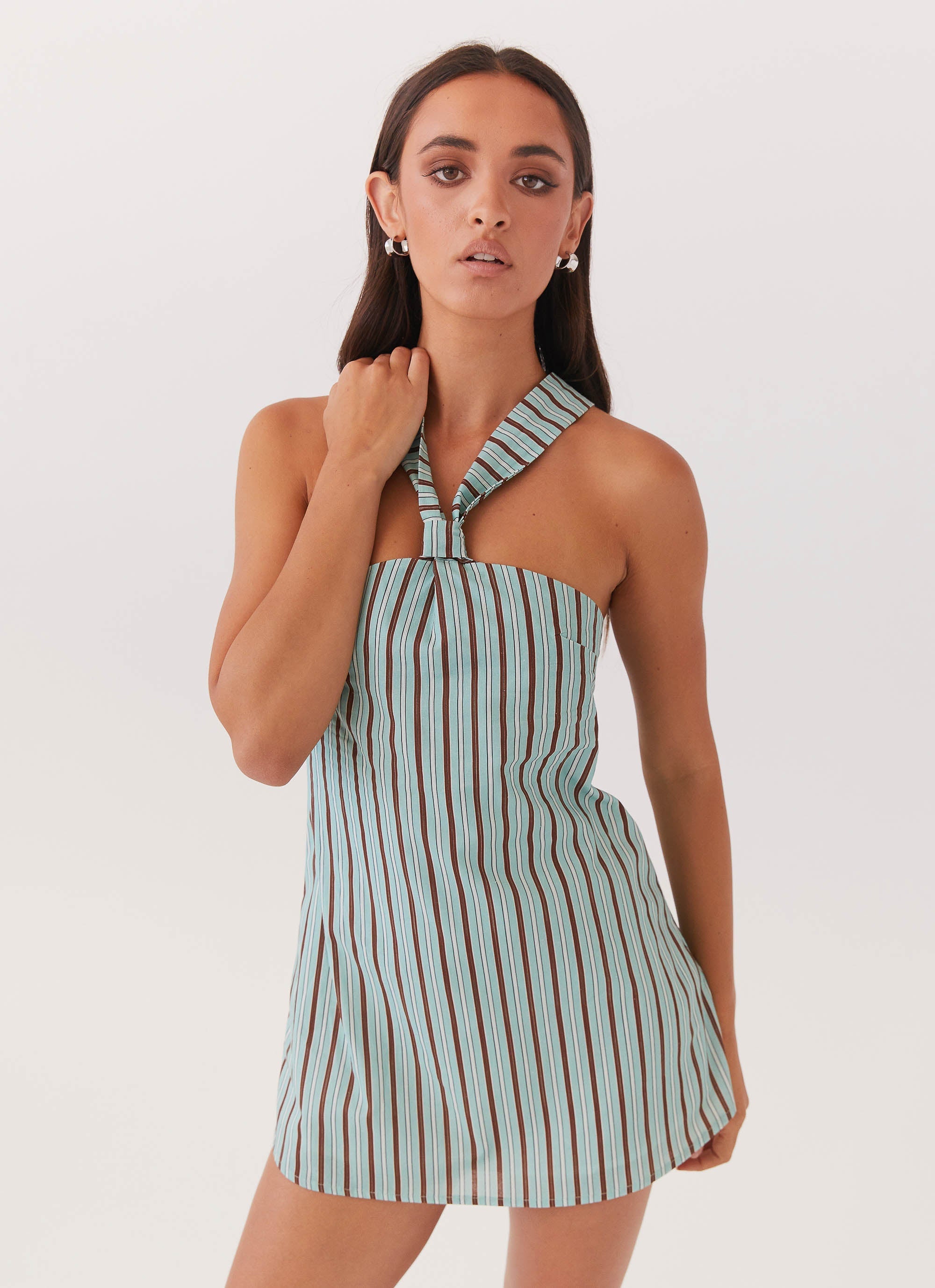 Keira Linen Micro Mini Dress - Coastal Stripe