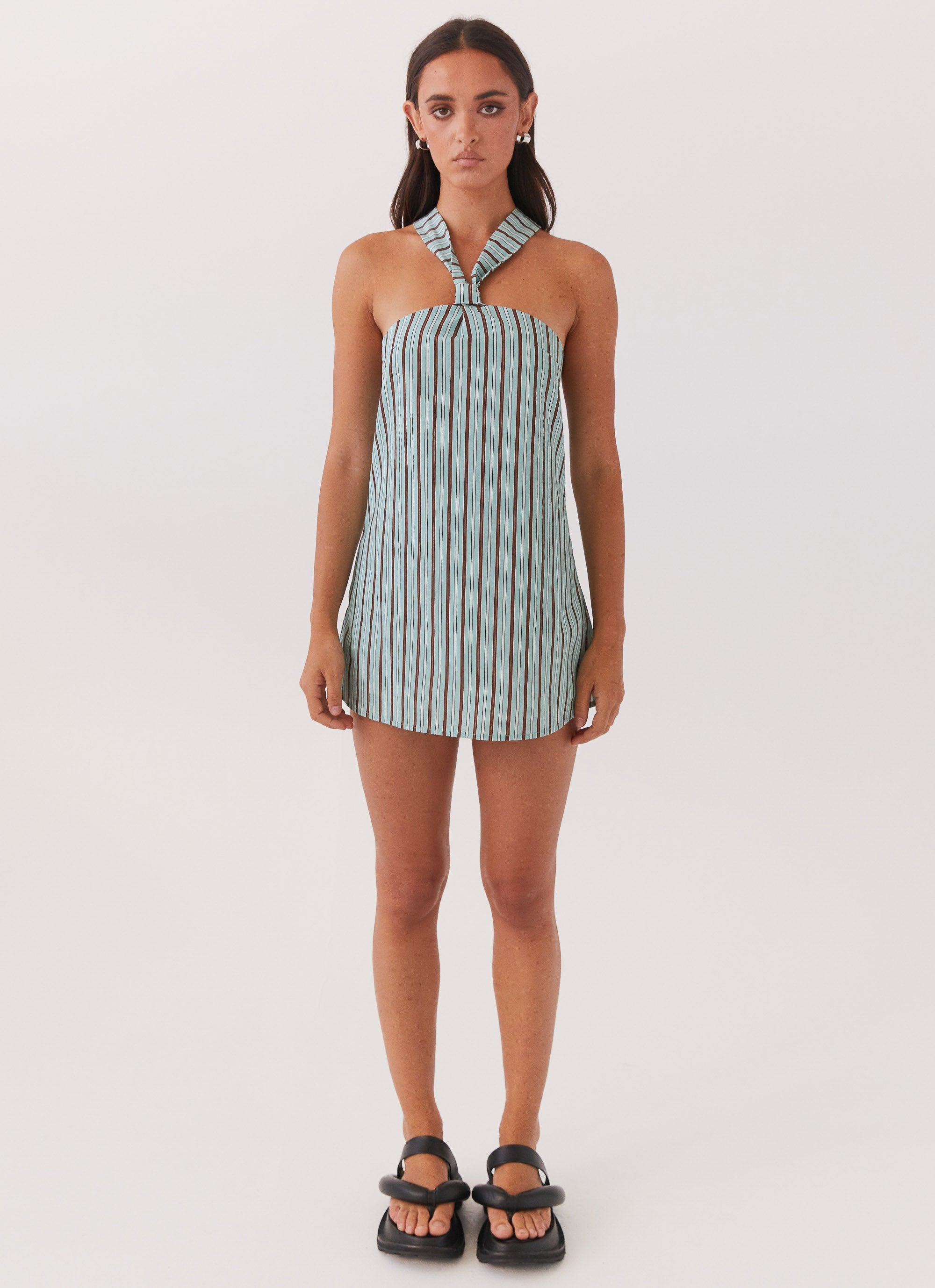 Keira Linen Micro Mini Dress - Coastal Stripe