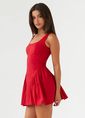Sassy Soiree Corset Mini Dress - Red
