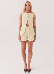 Born For Bordeaux Linen Vest - Lemon