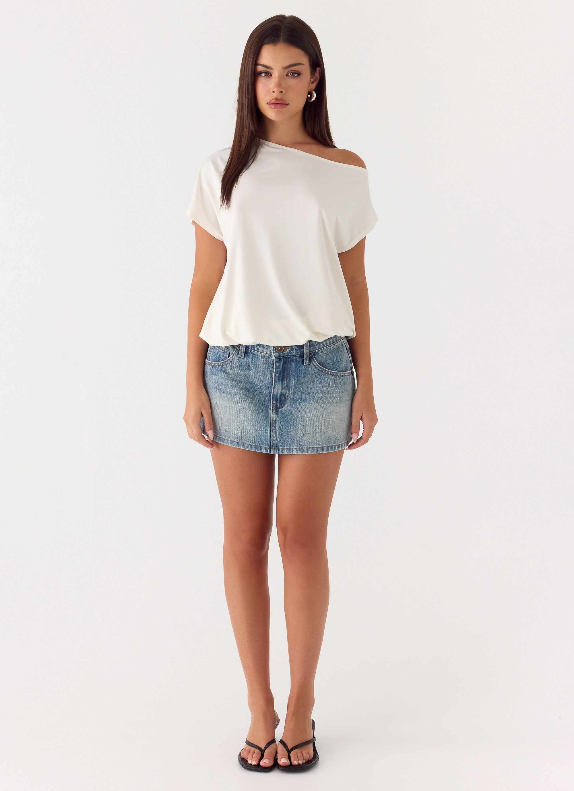 Silas Low Rise Denim Mini Skirt - Vintage Wash Blue