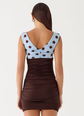 Times Two Mini Dress - Chocolate Dot