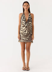Varindra Cowl Mini Dress - Zebra