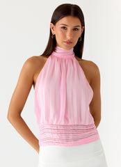Willow Chiffon Top - Baby Pink